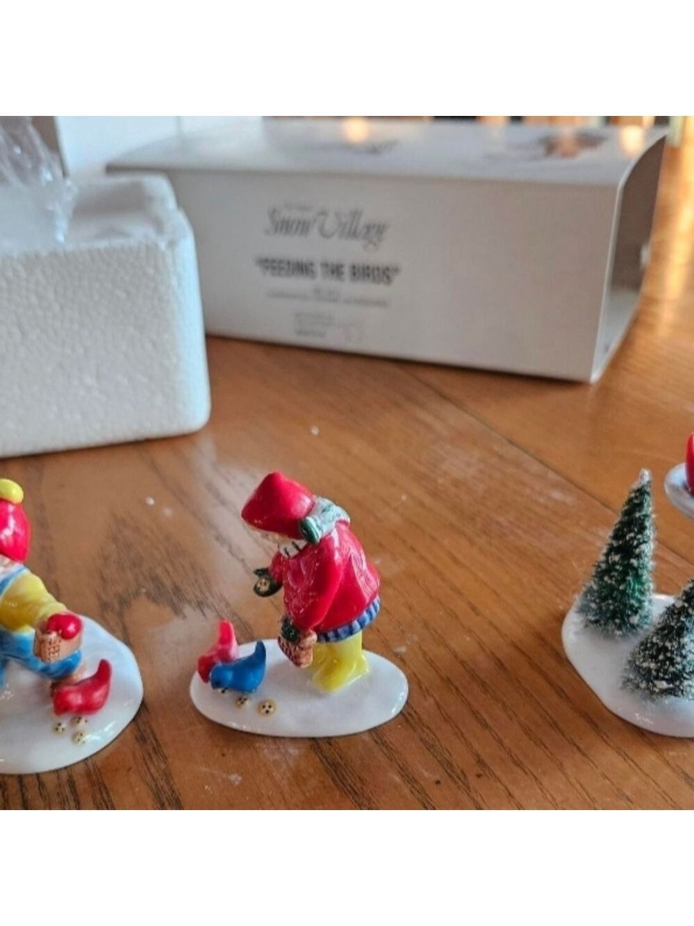 Dept 56  Snow Village - Feeding The Birds With Grandma Mimi Granny- Set Of 3